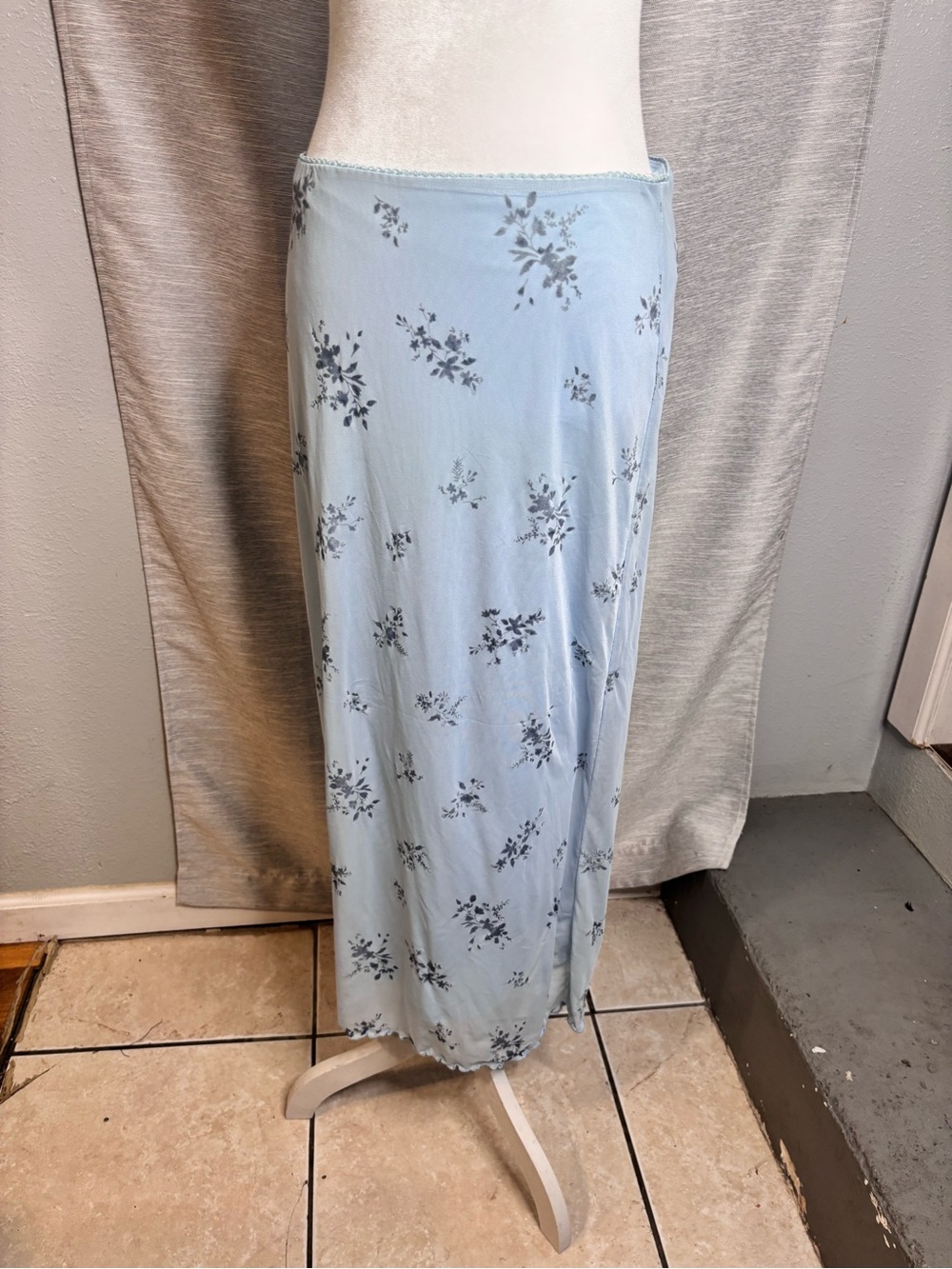 Light Blue Floral Maxi Skirt